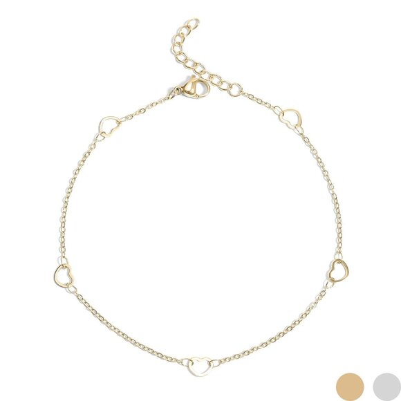 18k Gold Heart Anklet - Waterproof, Tarnish-free, Hypoallergenic - Summer fave - Picture 1 of 5